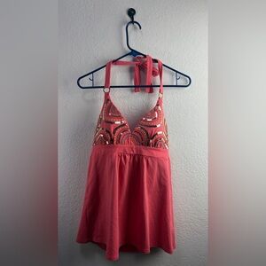 Bra Tops Pink halter neck tankini Size M